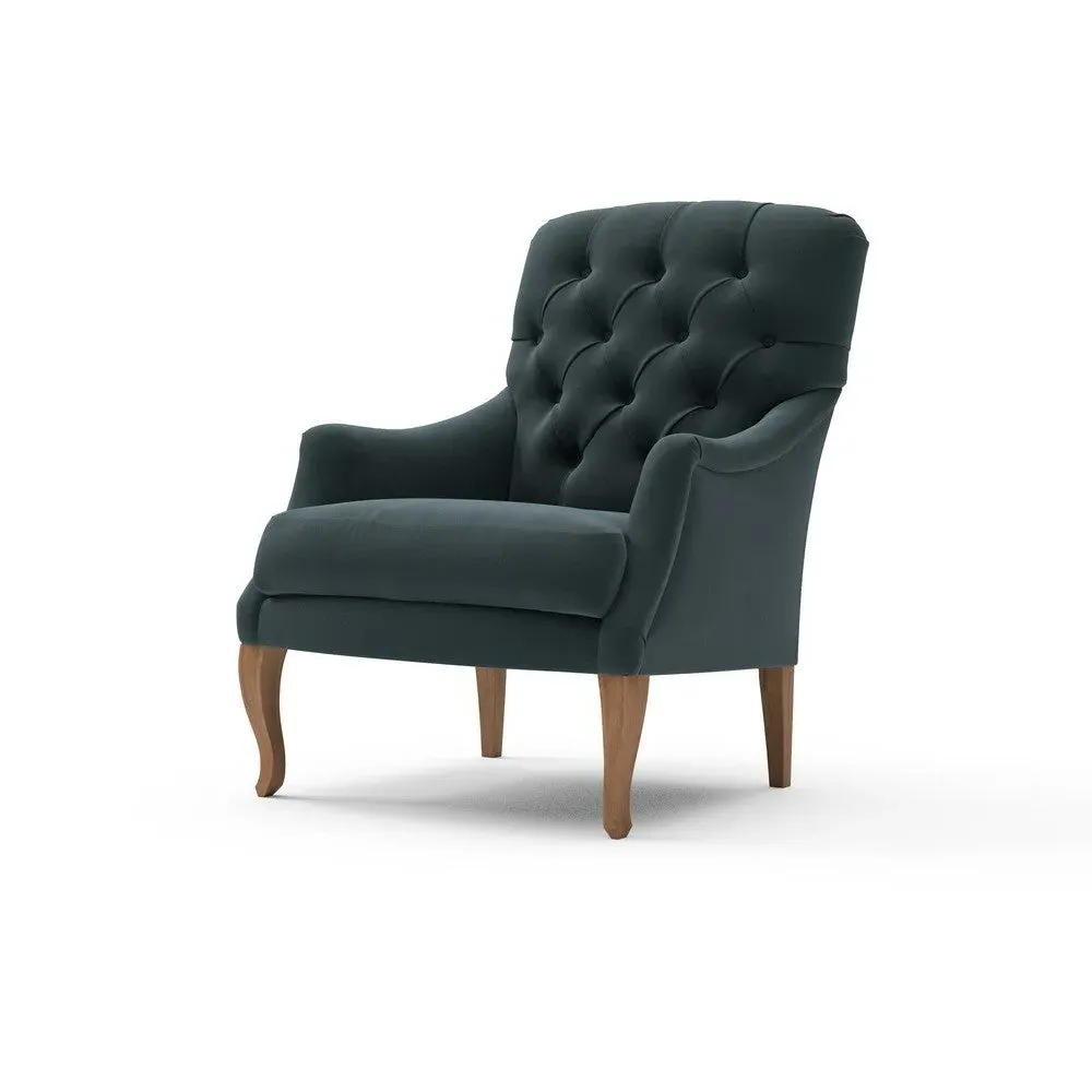 Armchair - Blue, Velvet