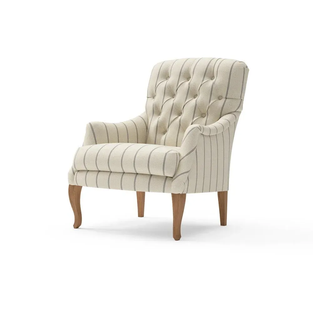 Armchair with Buttoned Back - Charcoal, Beech