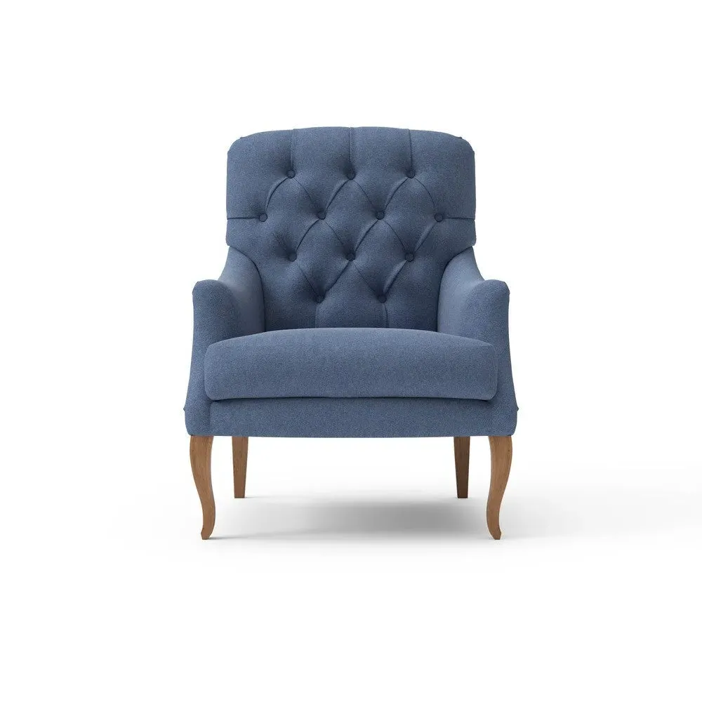 Armchair with Buttoned Back - Dark Blue, Chunky Cotton image