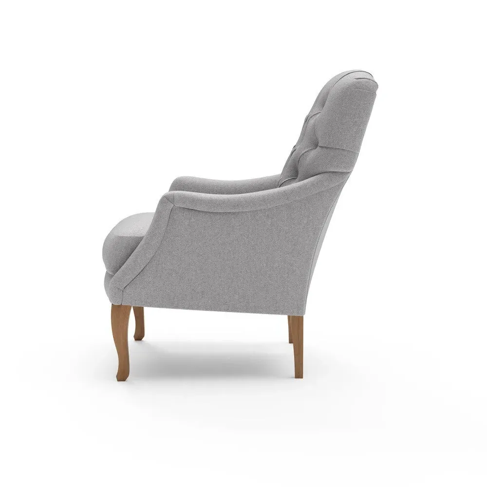 Armchair with Buttoned Back - Grey, Rustic Weave