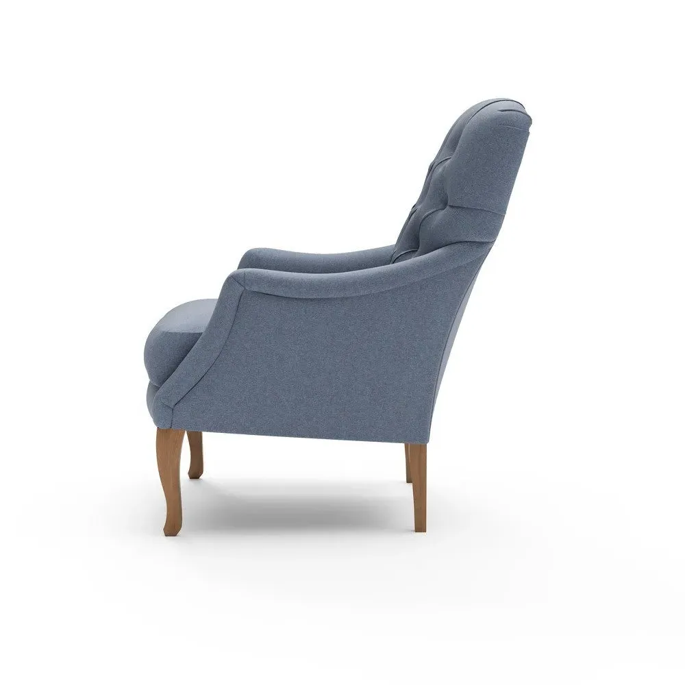 Armchair with Buttoned Back - Indigo, House Linen Mix