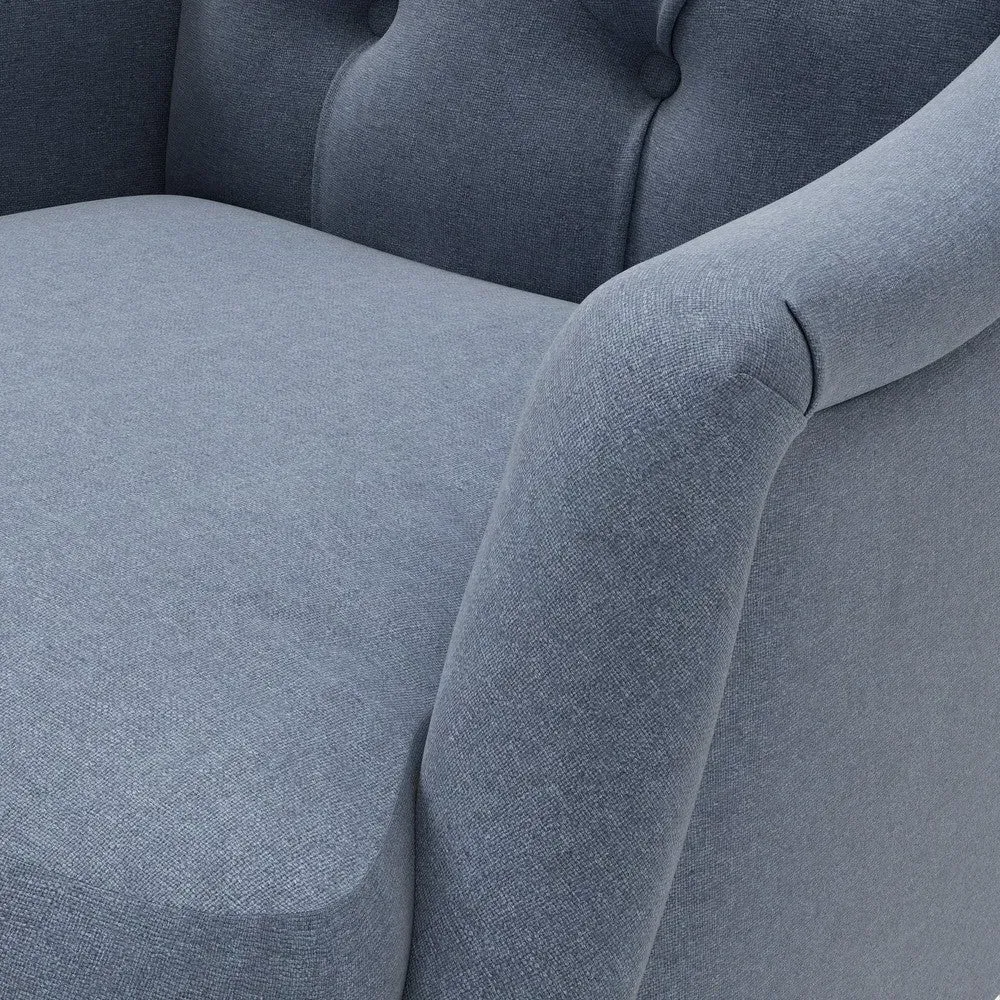 Armchair with Buttoned Back - Indigo, House Linen Mix