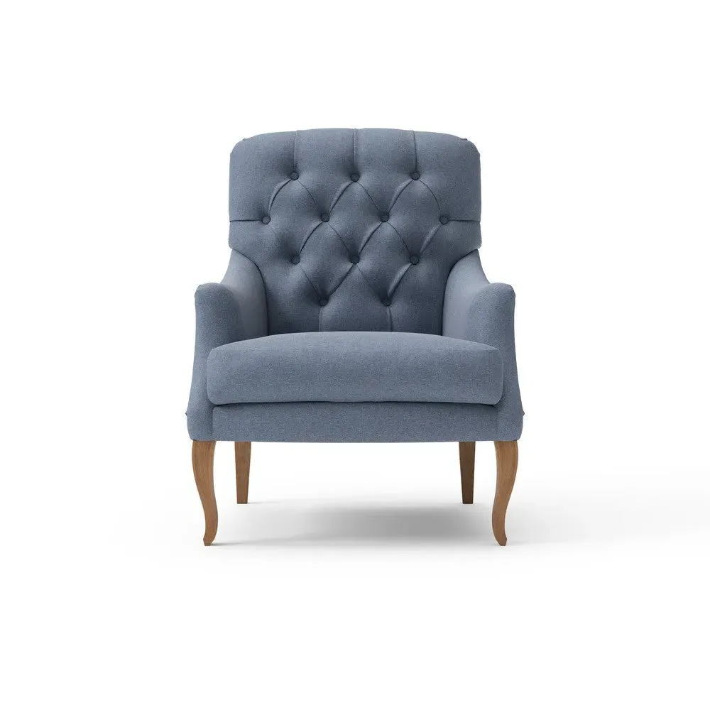 Armchair with Buttoned Back - Indigo, House Linen Mix