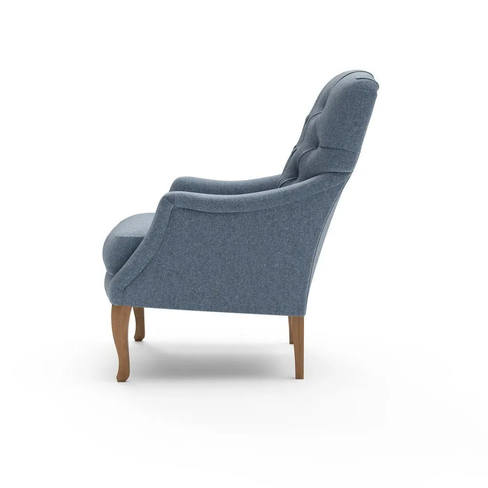 Armchair with Buttoned Back - Indigo, Rustic Weave