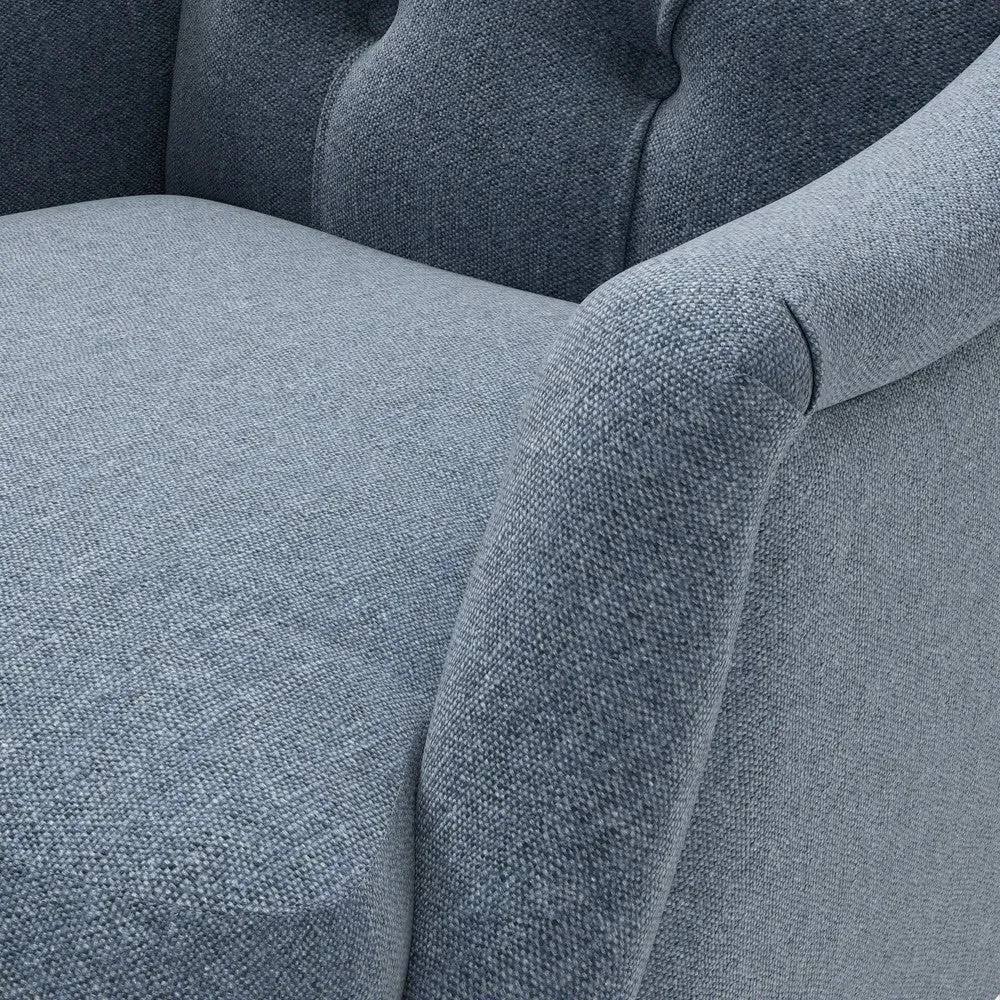 Armchair with Buttoned Back - Indigo, Rustic Weave