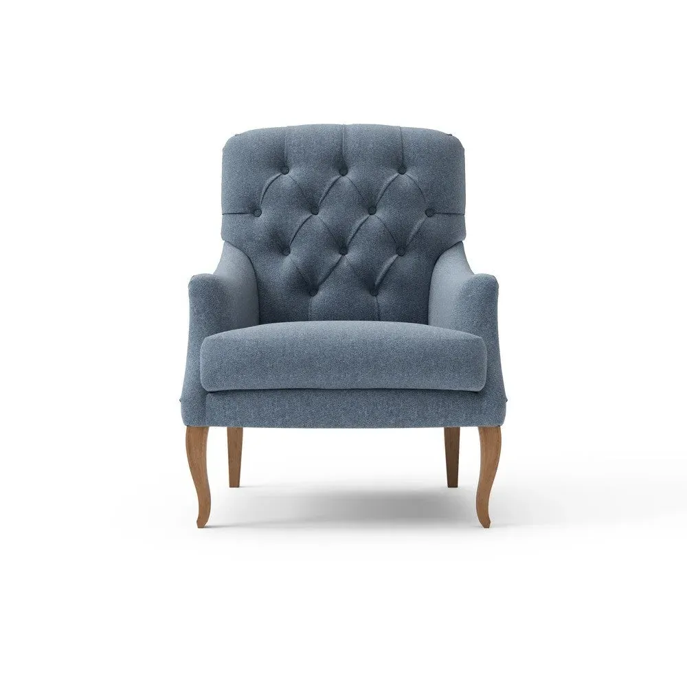 Armchair with Buttoned Back - Indigo, Rustic Weave image