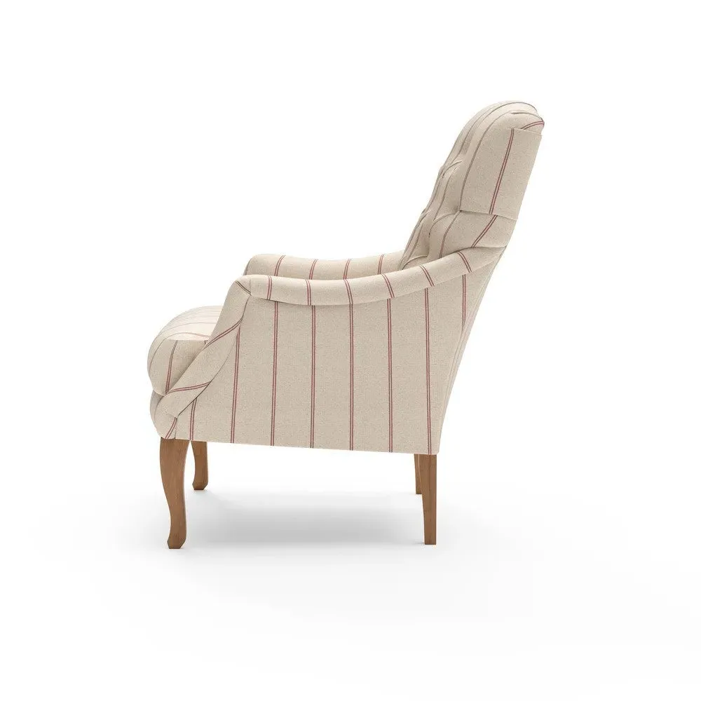 Armchair with Buttoned Back - Raspberry, Beech