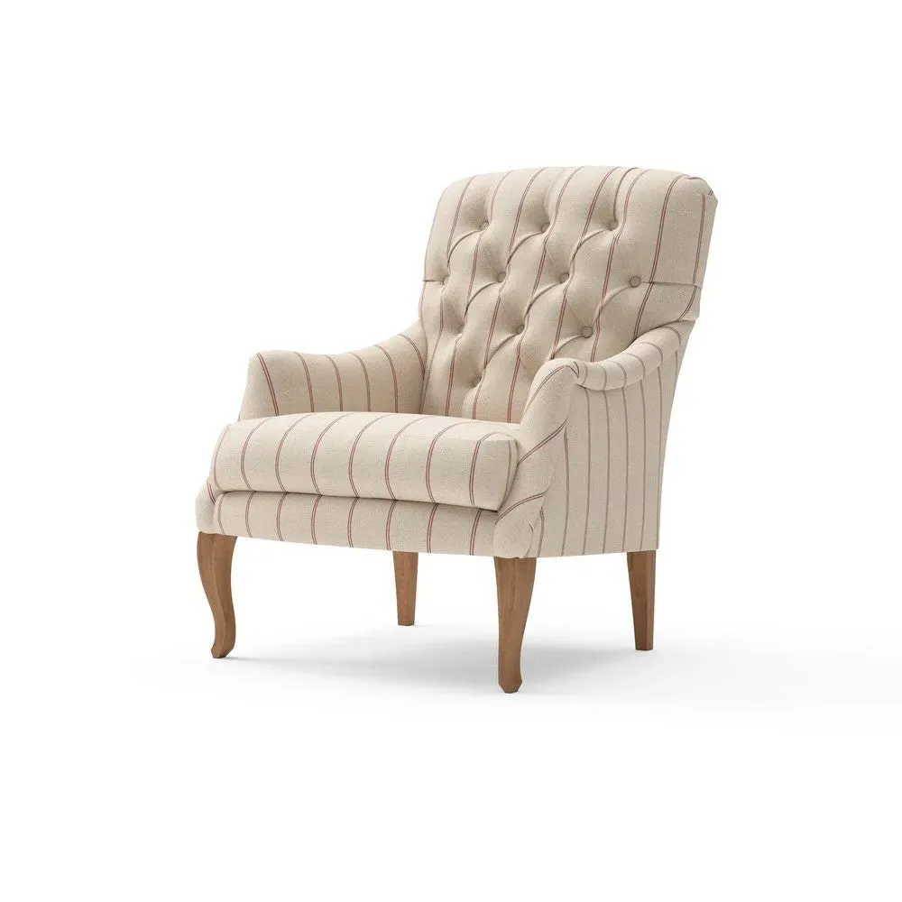 Armchair with Buttoned Back - Raspberry, Beech