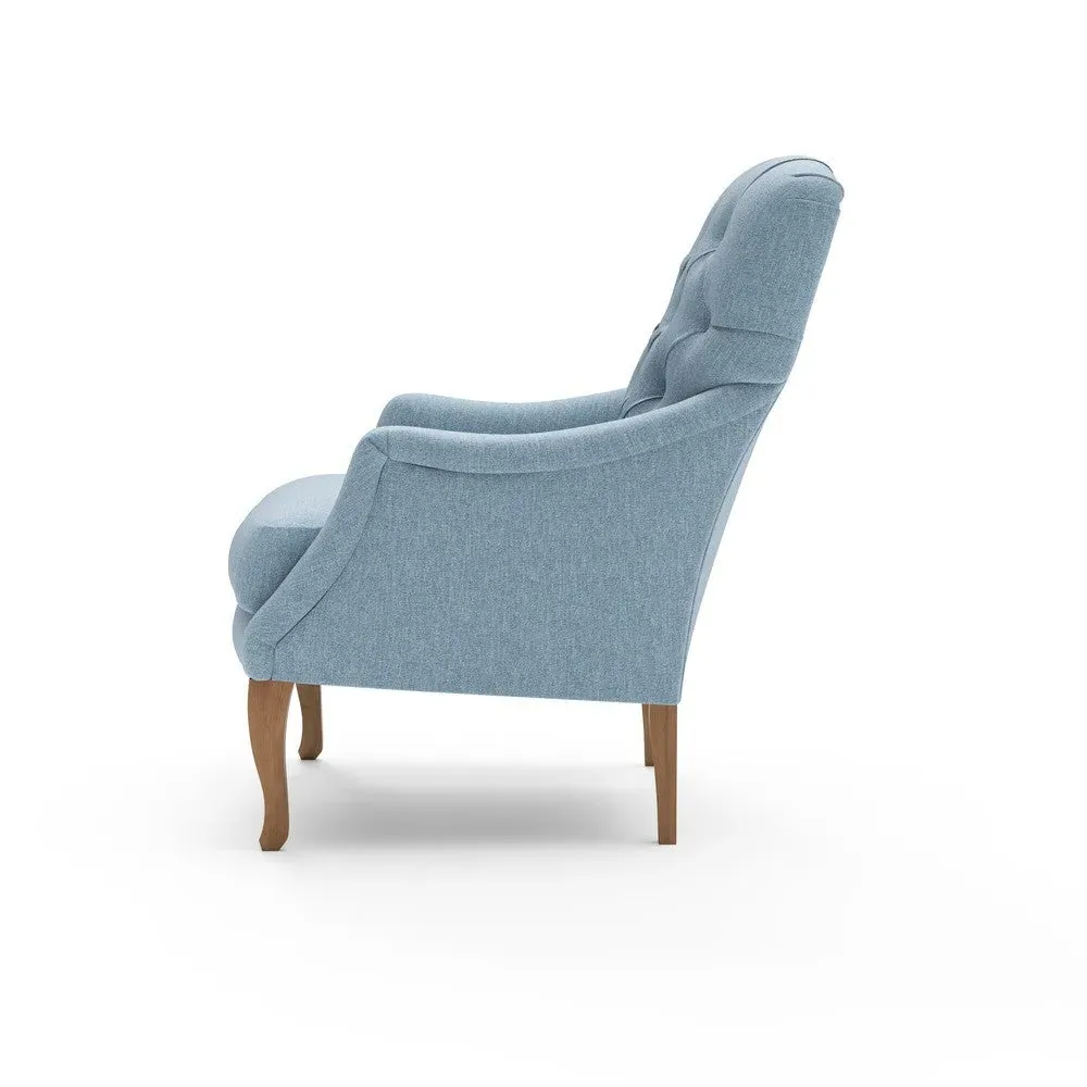 Armchair with Buttoned Back - Teal, Rustic Weave