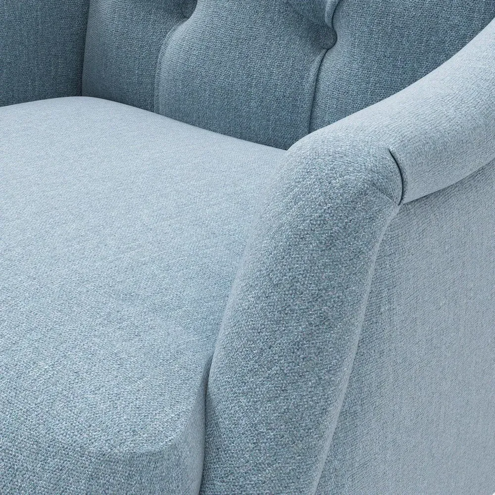 Armchair with Buttoned Back - Teal, Rustic Weave