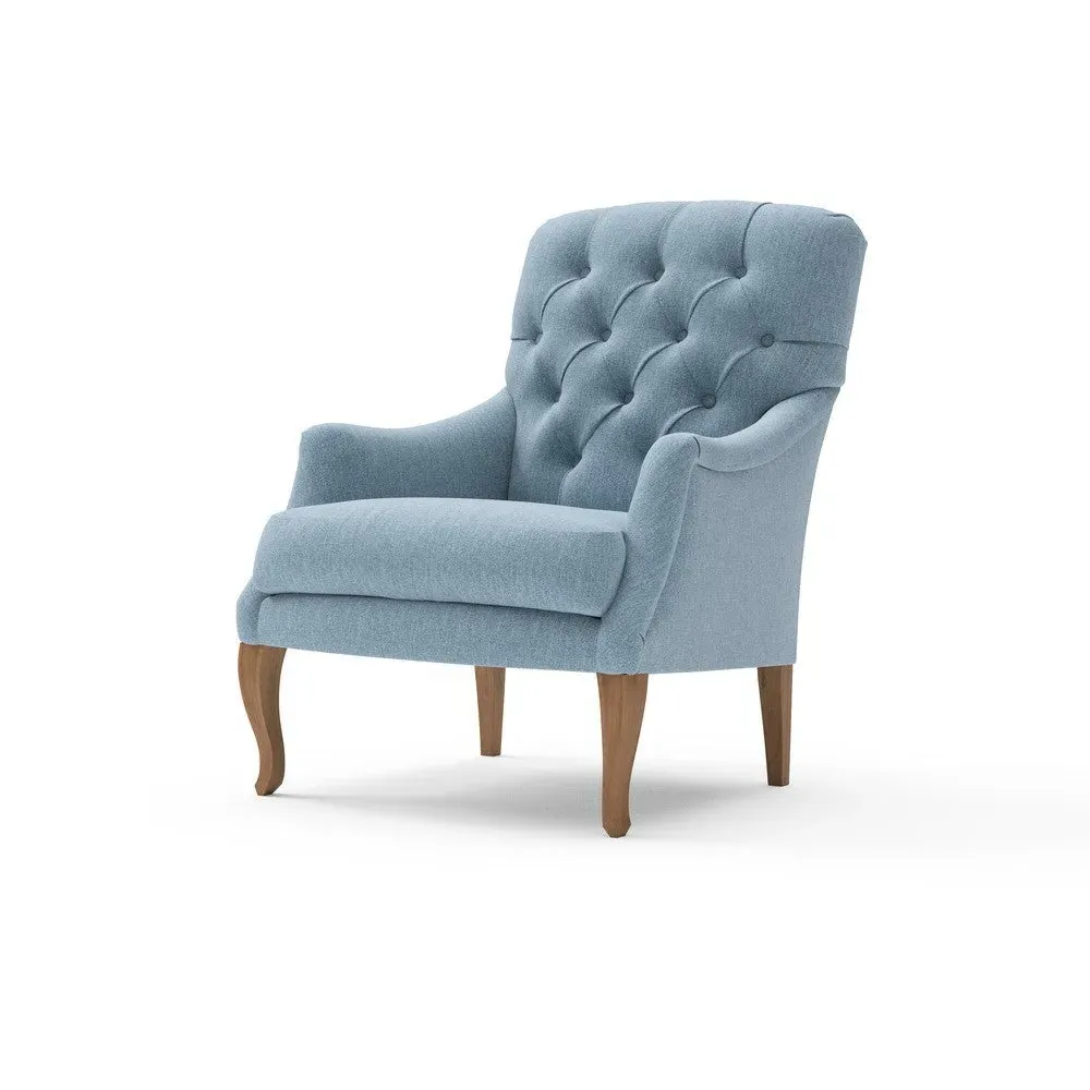 Armchair with Buttoned Back - Teal, Rustic Weave