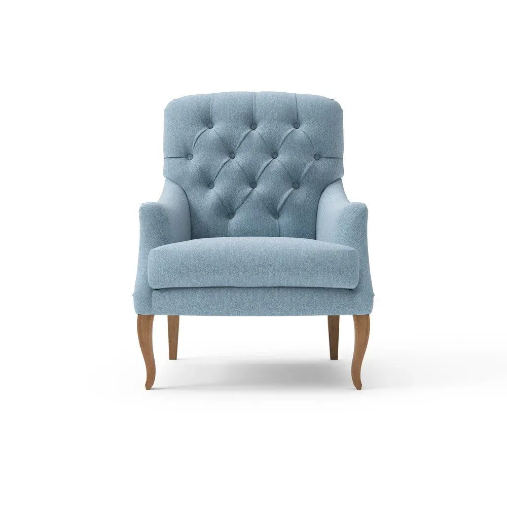 Armchair with Buttoned Back - Teal, Rustic Weave