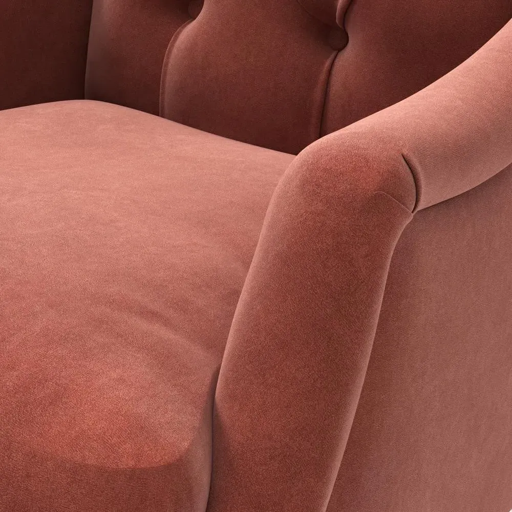 Button Back Armchair - Brick, Matt Velvet