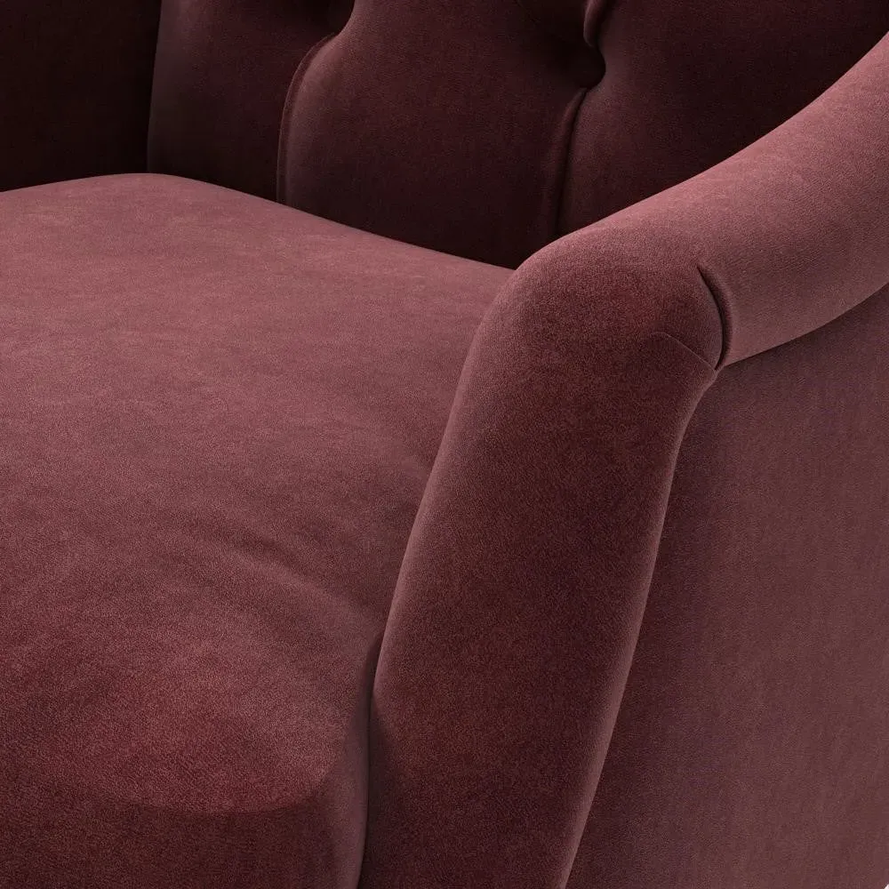 Button Back Armchair - Dark Rosehip, Matt Velvet