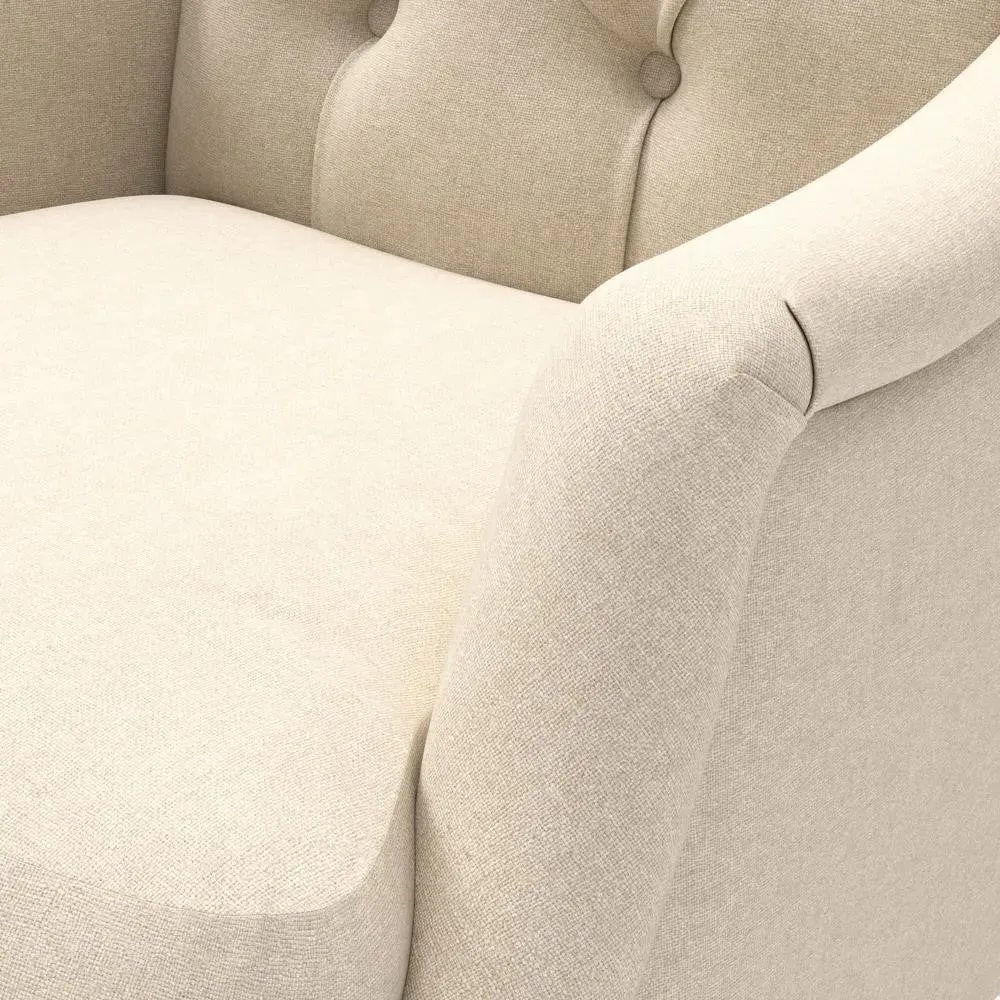 Button Back Armchair - Lily White, House Linen Mix