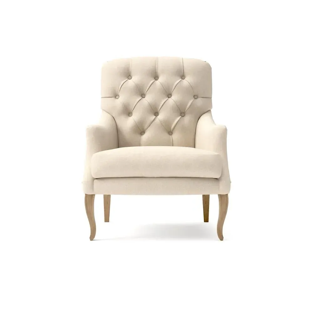 Button Back Armchair - Lily White, House Linen Mix image