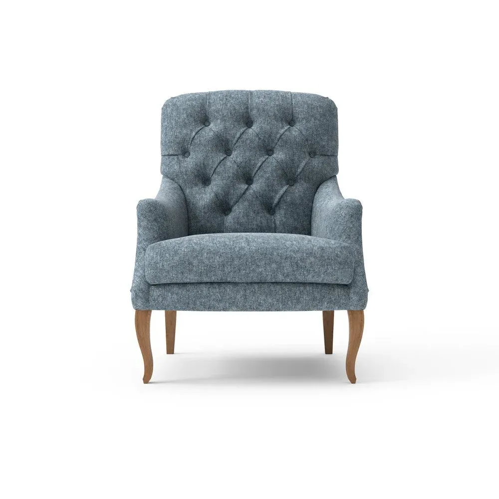 Olivia Armchair - Mid Blue, Aquaclean Oxford