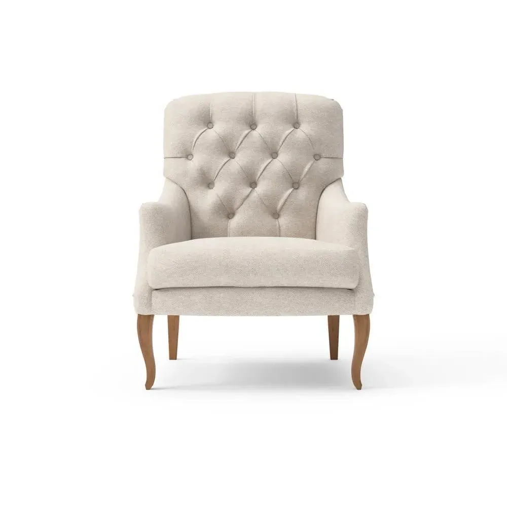 Olivia Armchair with Buttoned Back - Natural, House Weave