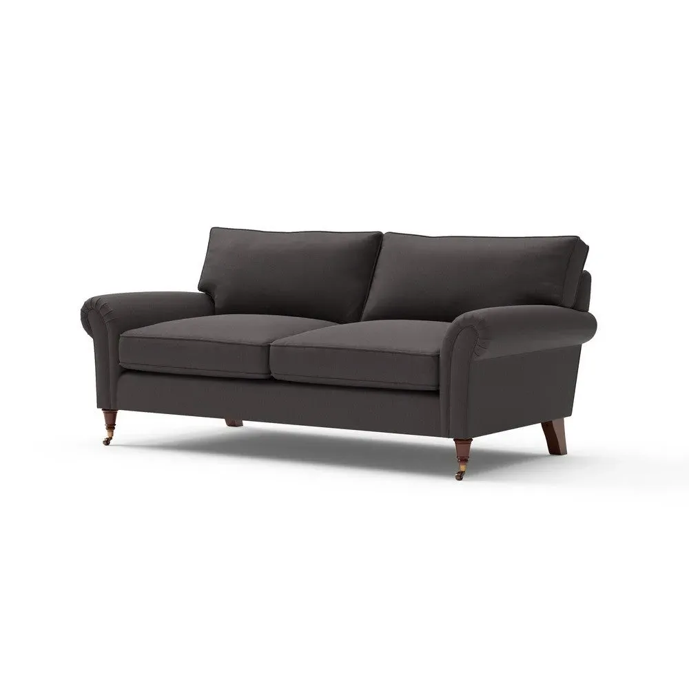 3-Seater Sofa - Grey Brown, Chunky Cotton