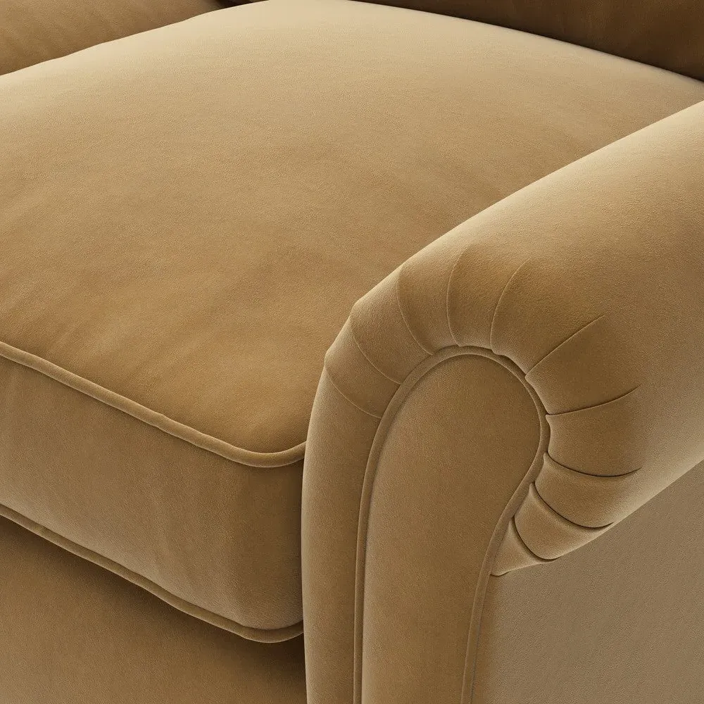 3-Seater Sofa - Mustard, Matt Velvet