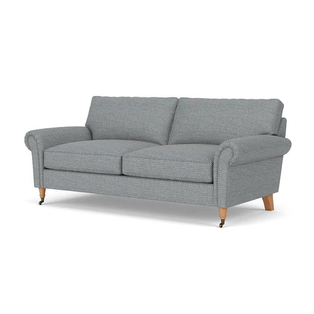 3-Seater Sofa - Navy, Herringbone Weave