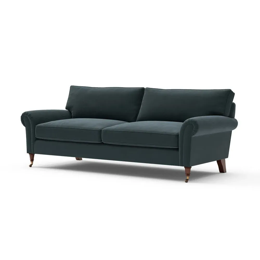 4-Seater Sofa - Blue, Matt Velvet