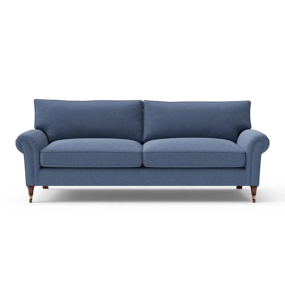 4-Seater Sofa - Dark Blue, Chunky Cotton