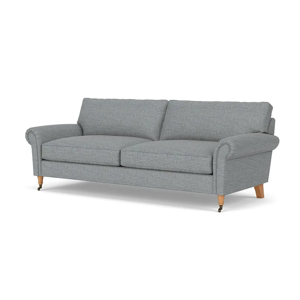 4-Seater Sofa - Navy, Herringbone Weave