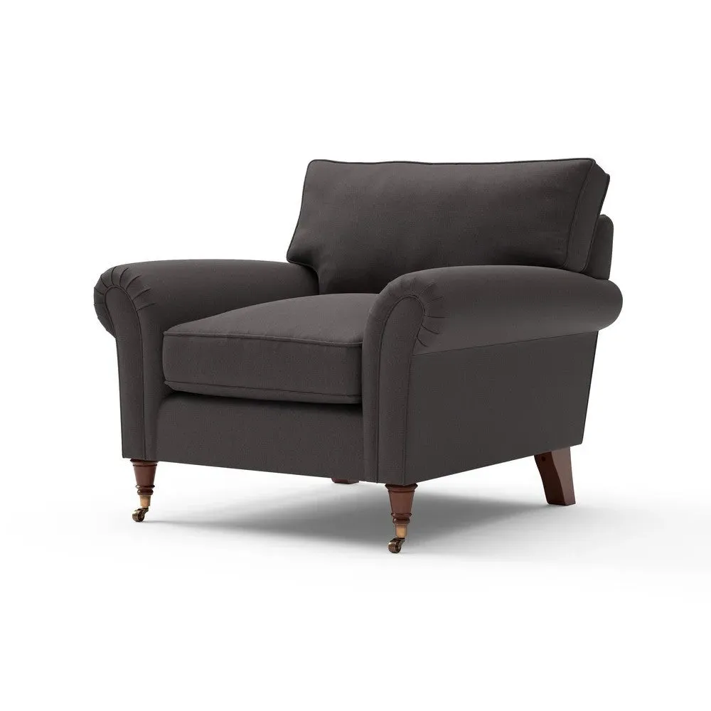 Armchair - Grey Brown, Chunky Cotton