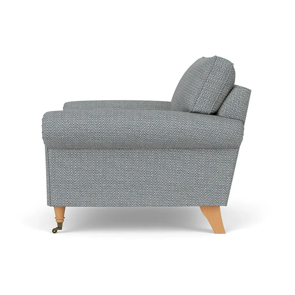 Armchair - Navy, Herringbone Weave