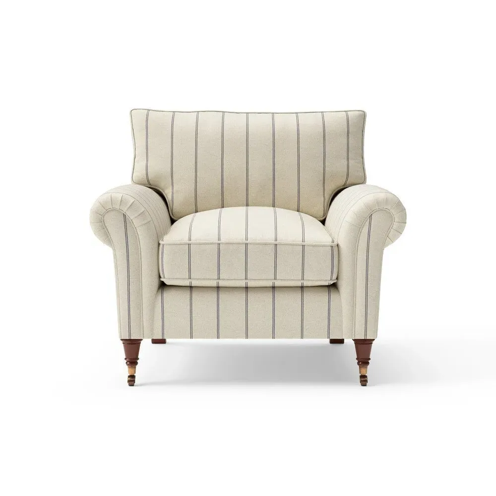 Armchair with Castor Feet - Charcoal, Compton Stripe image