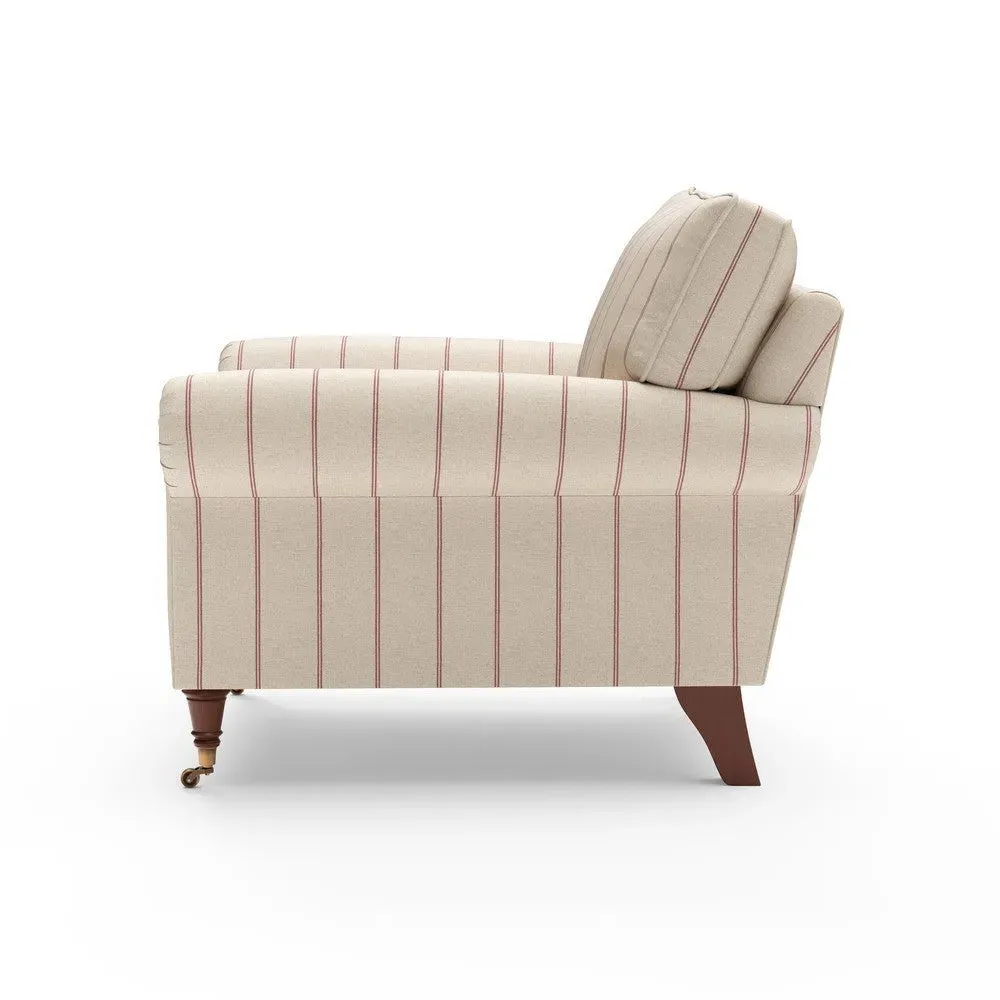 Armchair with Castor Feet - Raspberry, Compton Stripe