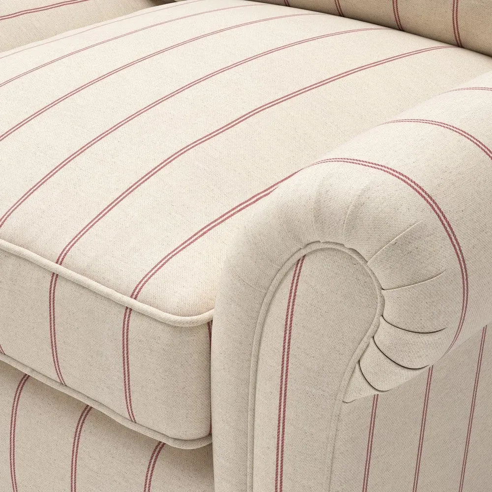 Armchair with Castor Feet - Raspberry, Compton Stripe