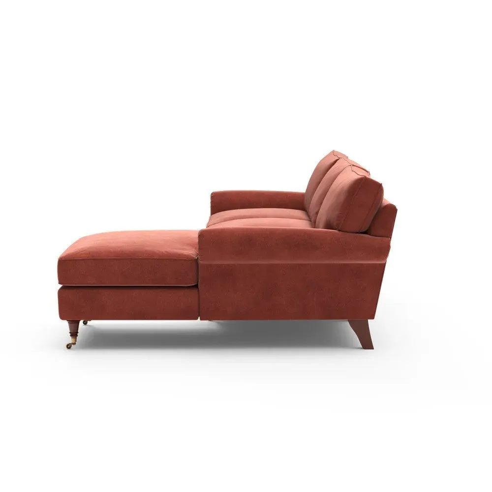 Large Left Hand Chaise - Brick, Matt Velvet