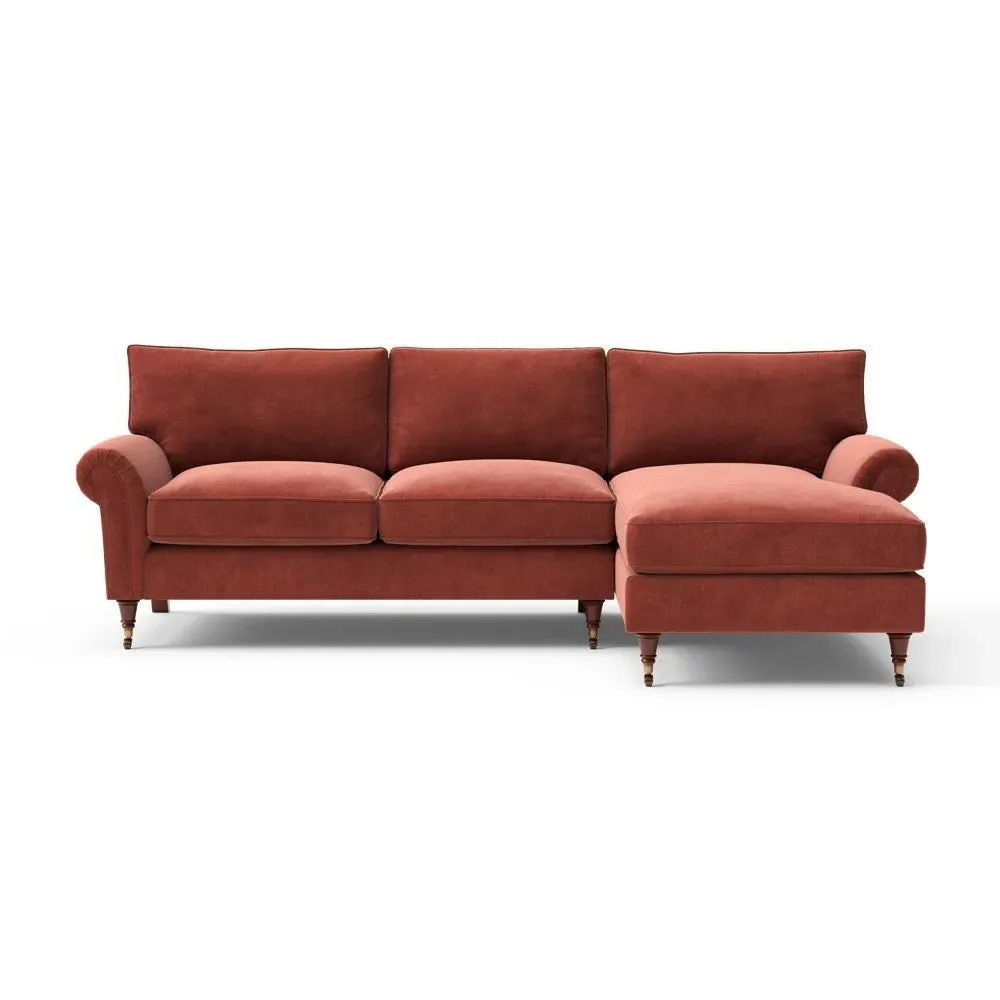 Large Left Hand Chaise - Brick, Matt Velvet