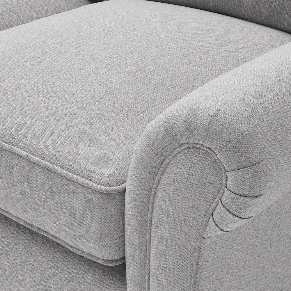 Large Left Hand Chaise - Grey Marl, Rustic Weave