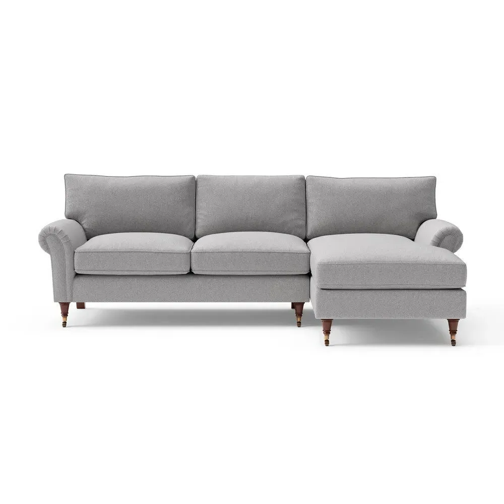 Large Left Hand Chaise - Grey Marl, Rustic Weave