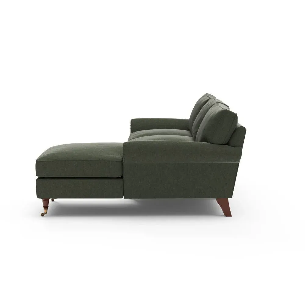 Large Left Hand Chaise - Moss, Eco Chenille
