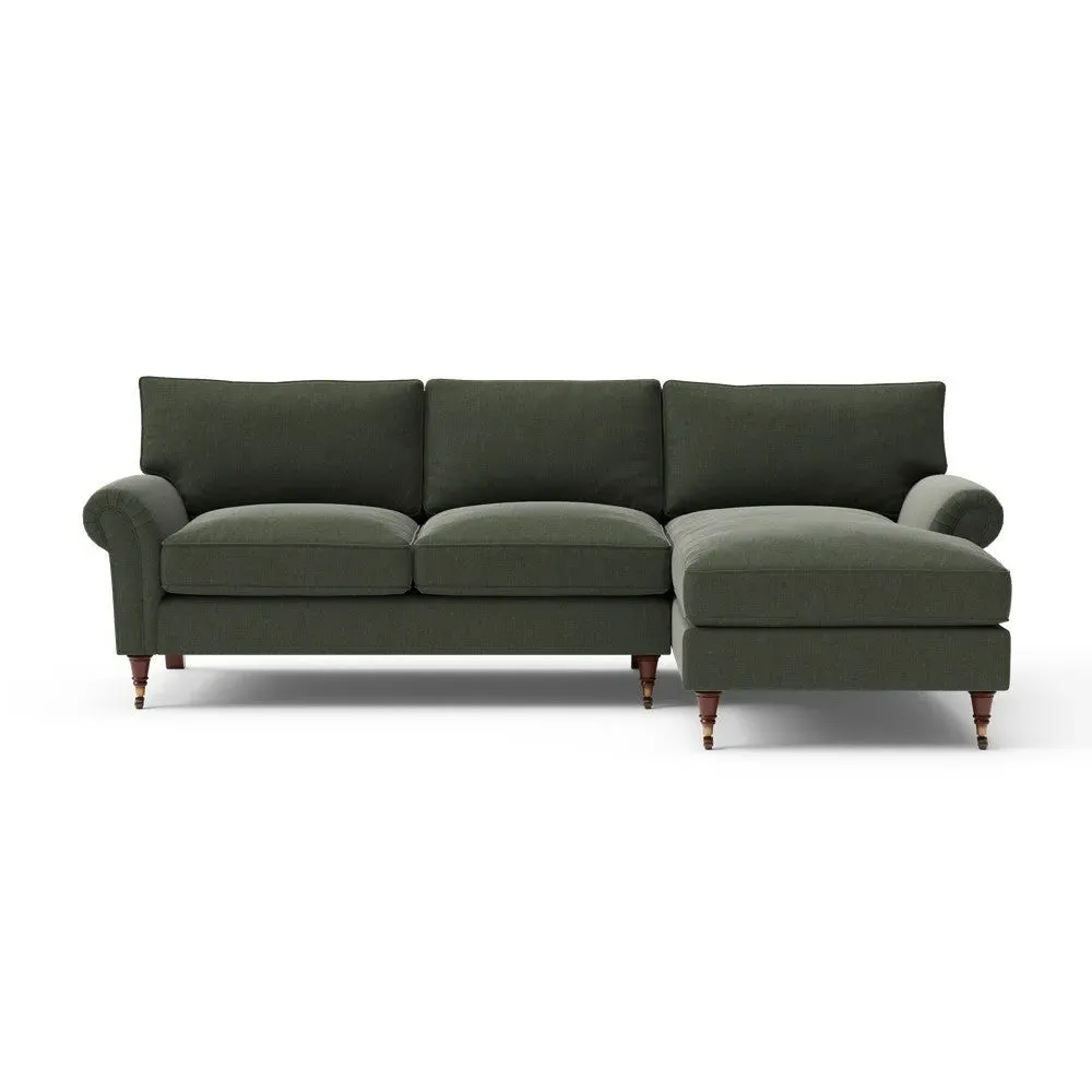 Large Left Hand Chaise - Moss, Eco Chenille