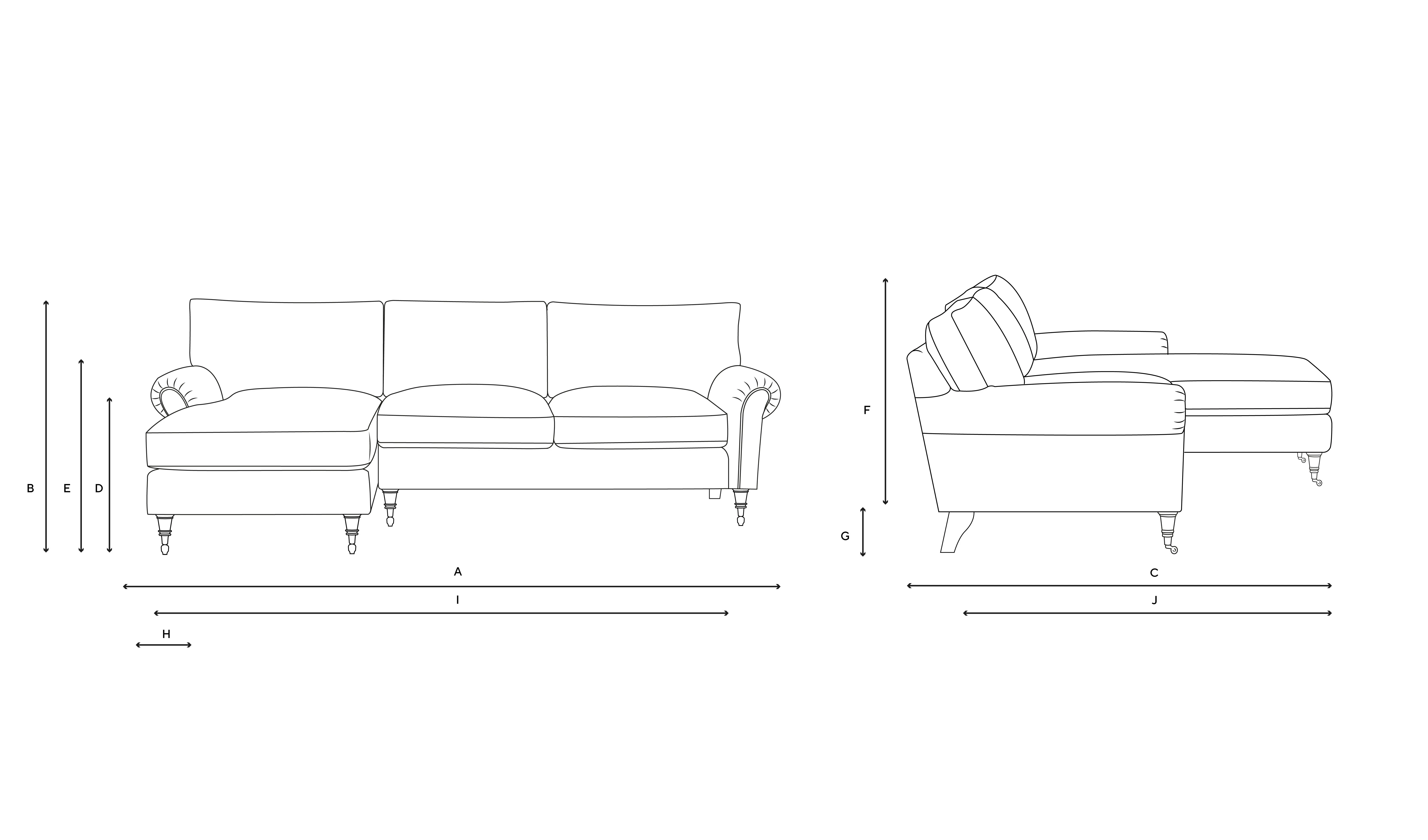 Large Left Hand Chaise - Natural, Aquaclean Oxford