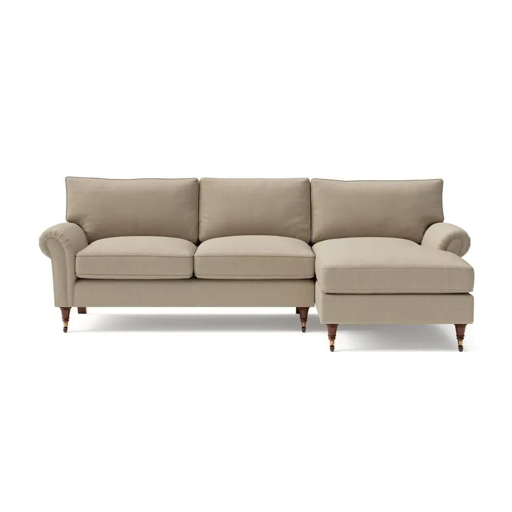 Large Left Hand Chaise - Natural, House Linen Mix