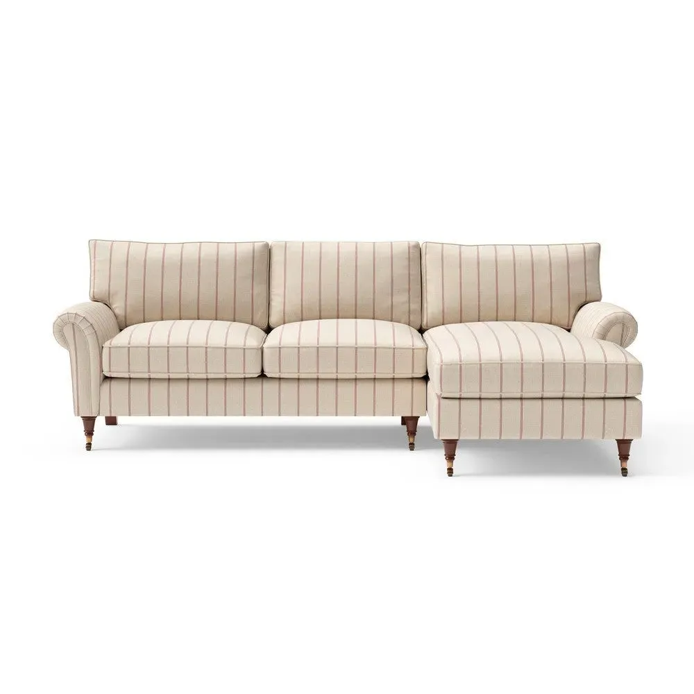 Large Left Hand Chaise - Raspberry, Compton Stripe