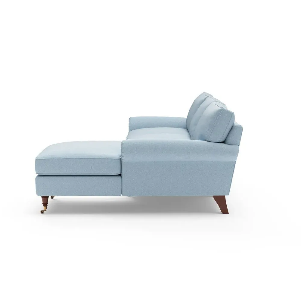 Large Left Hand Chaise - Sky Blue, House Linen Mix