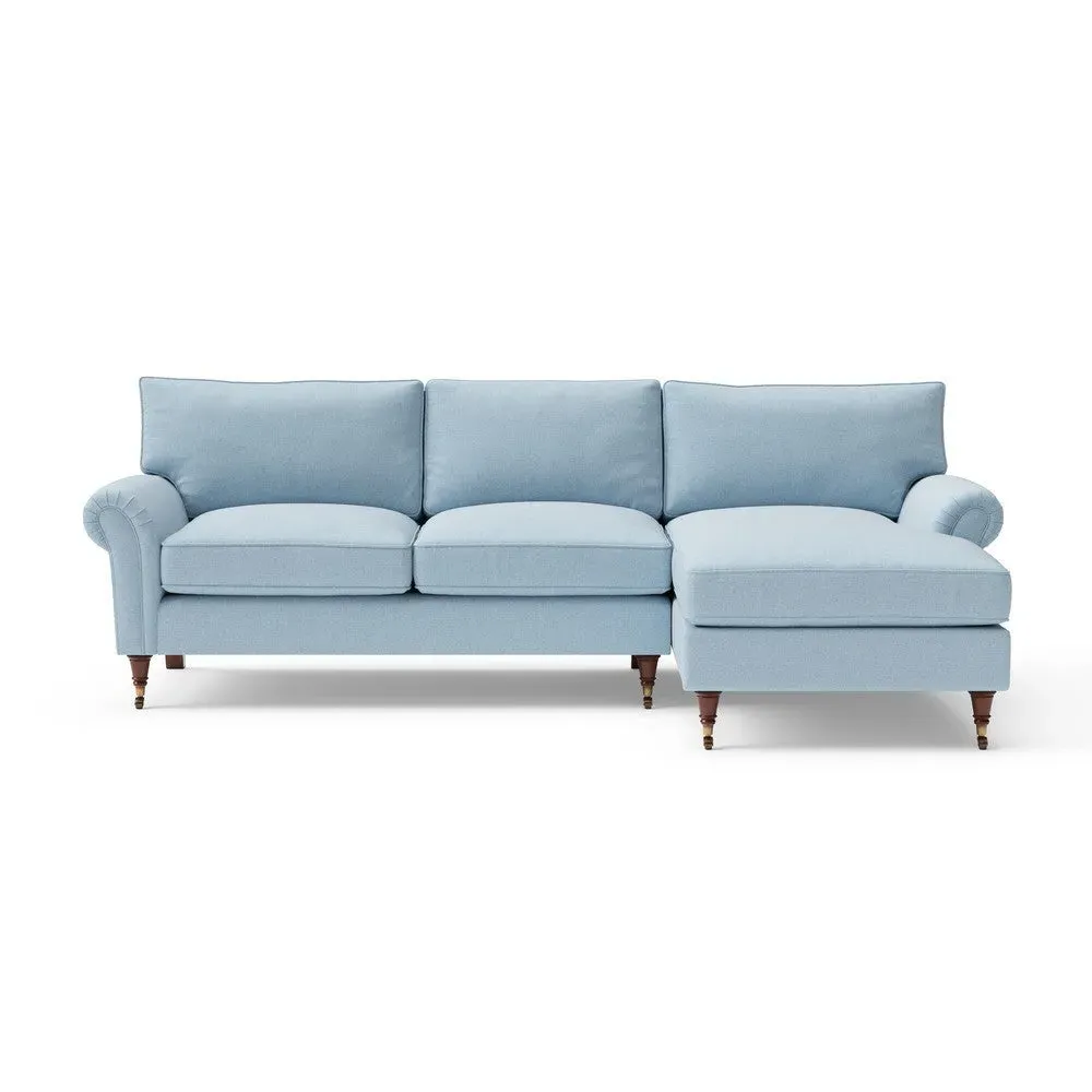 Large Left Hand Chaise - Sky Blue, House Linen Mix