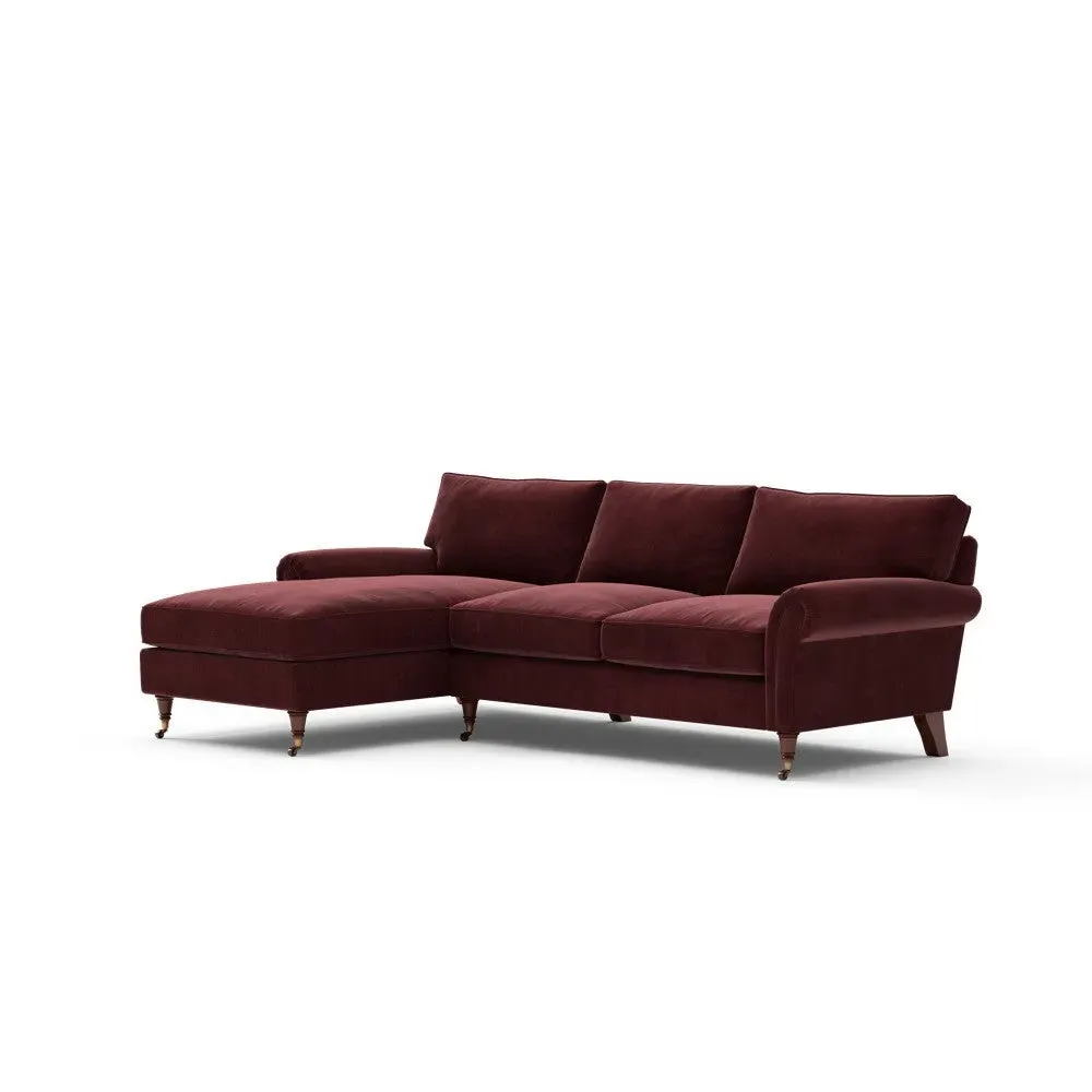 Large Right Hand Chaise - Dark Rosehip, Matt Velvet