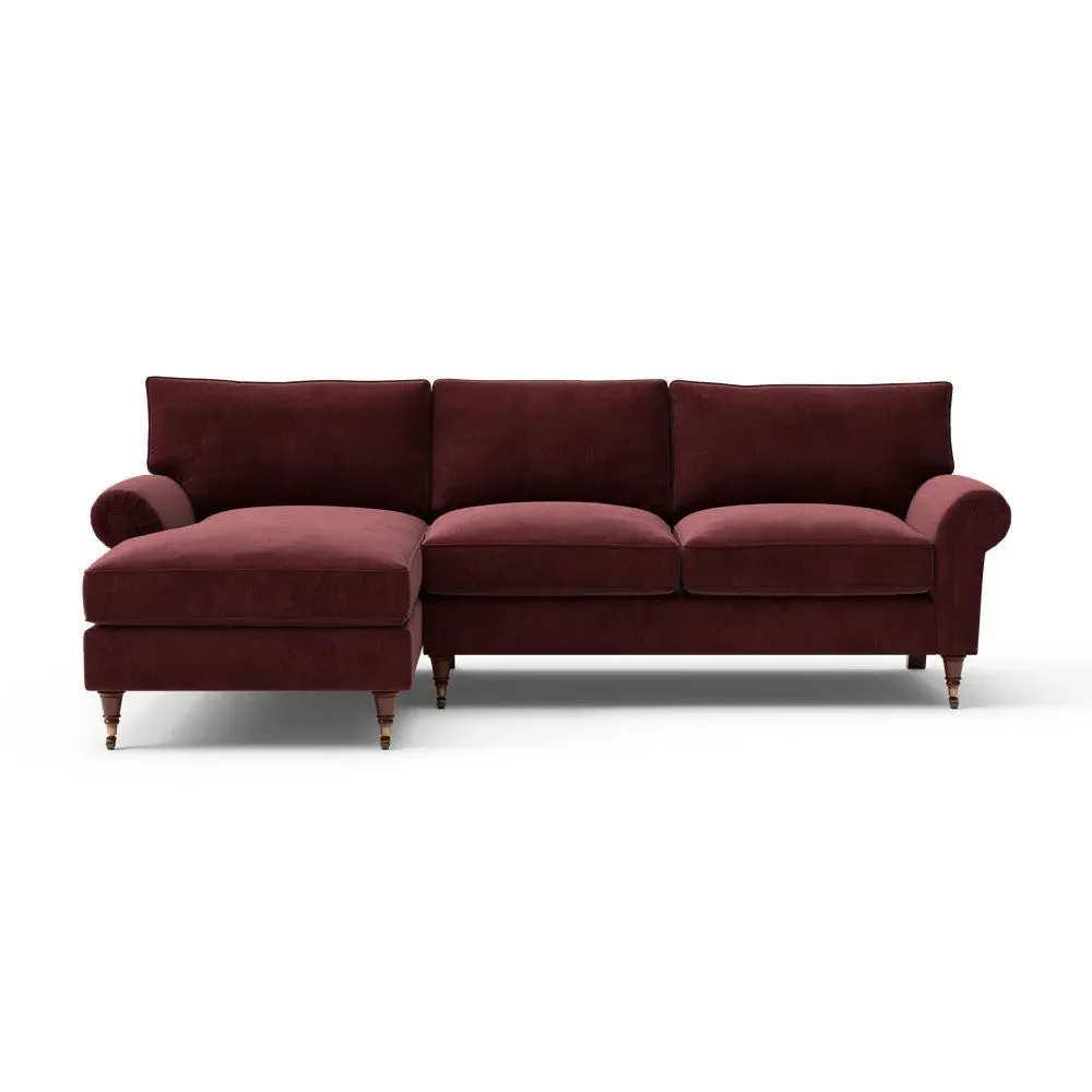 Large Right Hand Chaise - Dark Rosehip, Matt Velvet