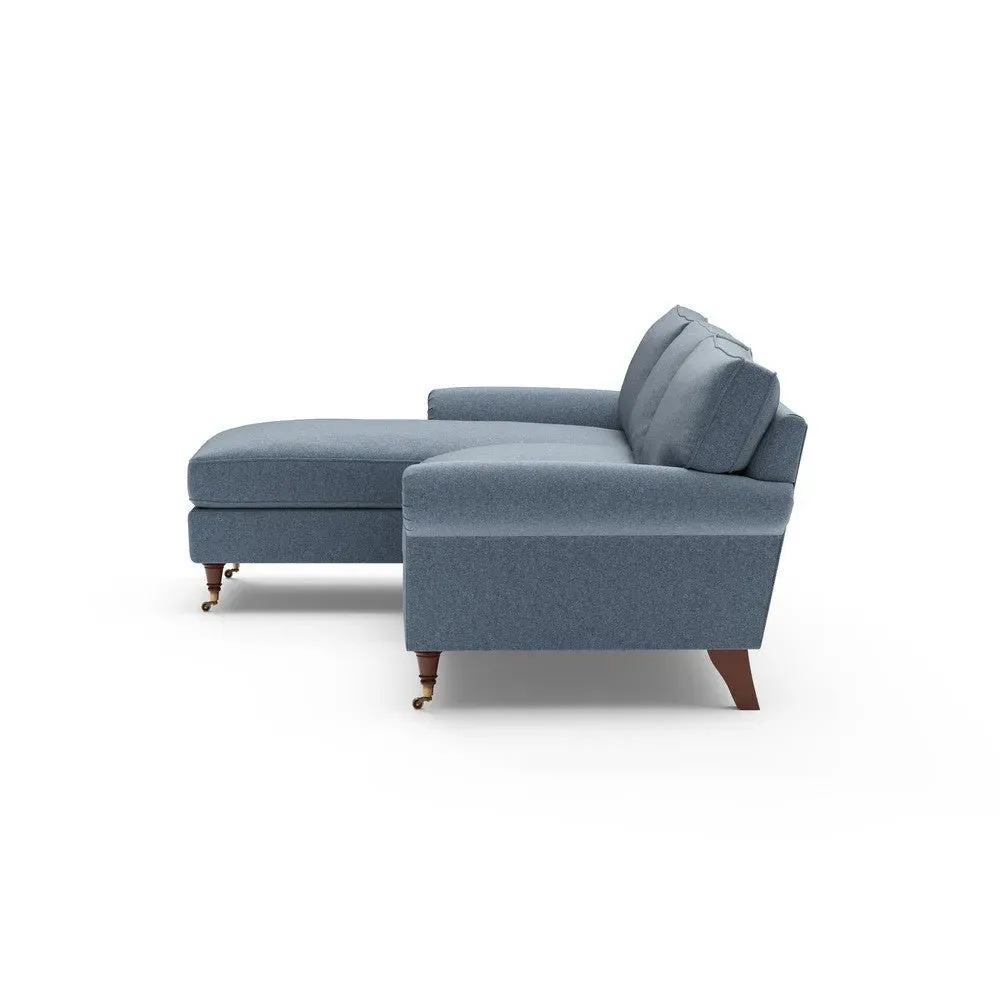 Large Right Hand Chaise - Indigo, Rustic Weave