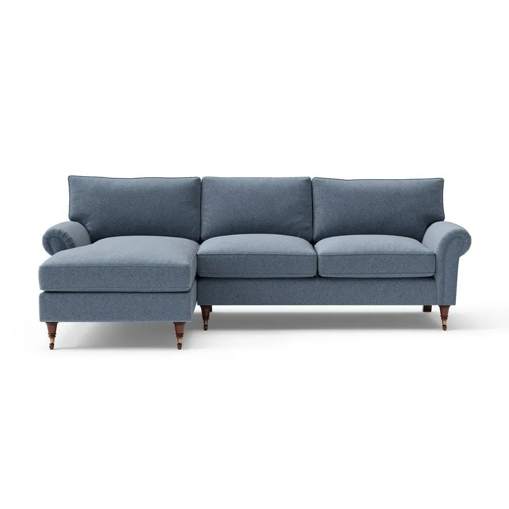 Large Right Hand Chaise - Indigo, Rustic Weave