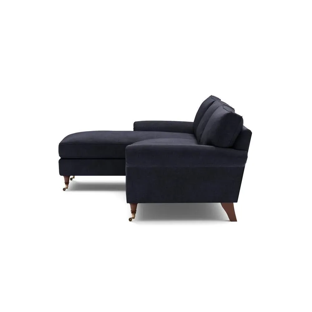 Large Right Hand Chaise - Ink, Eco Chenille