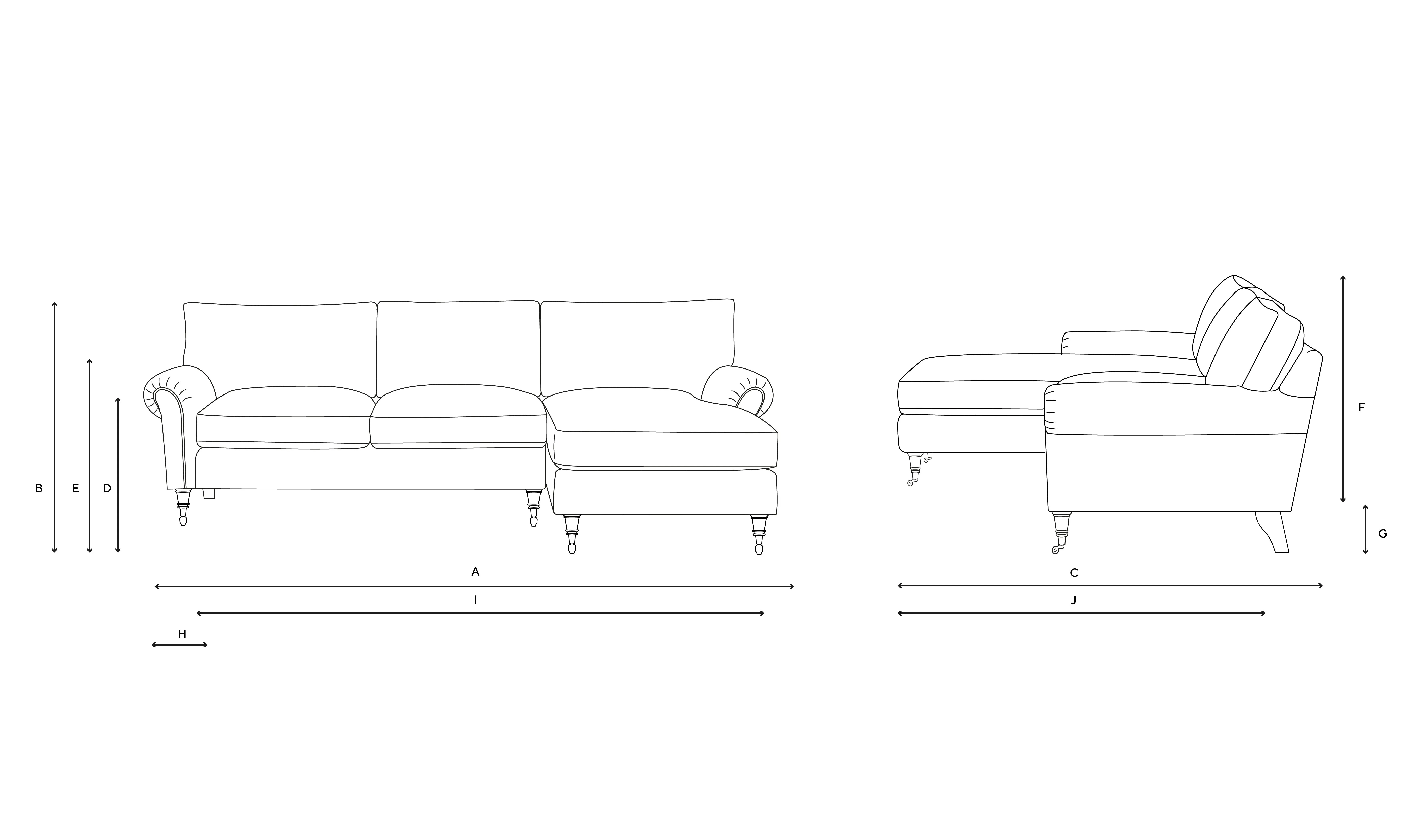 Large Right Hand Chaise - Ink, Eco Chenille
